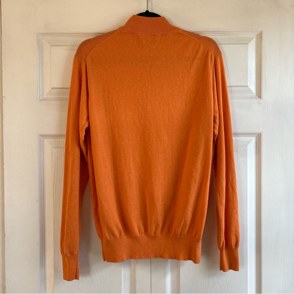 Peter Millar Albany Sweater Men M Sunset Orange 1/4 Zip Cotton Cashmere Preppy - Picture 7 of 9